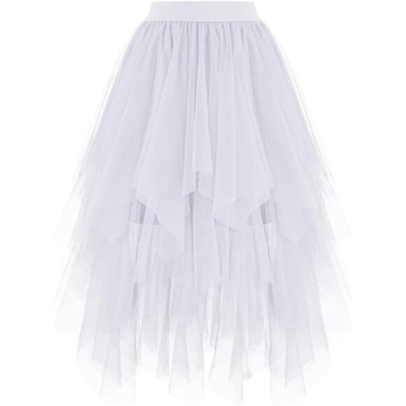Women's Tulle Skirts High Low White - Picture 1 of 4